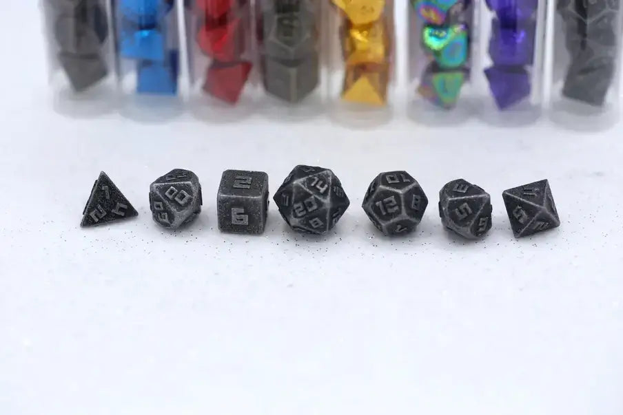 10mm Mini Rpg Dice Set - Ancient Silver for Tabletop RPG