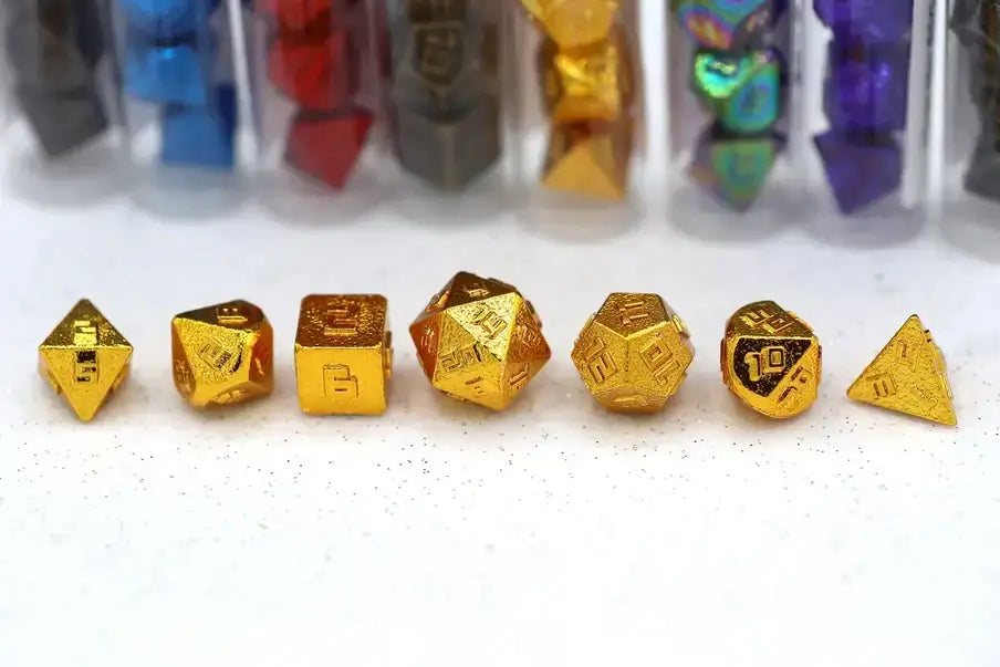 10mm Mini Rpg Dice Set - Gold for Tabletop RPG