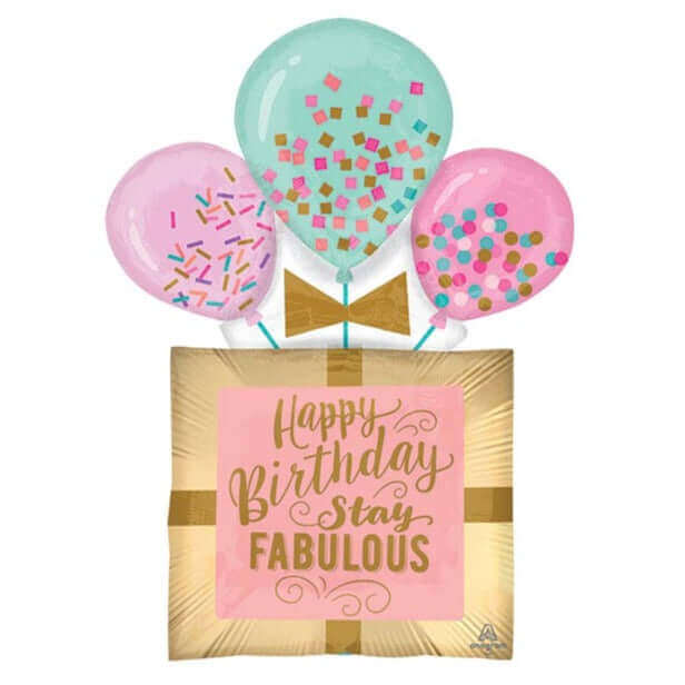32" Birthday Gift with Balloons Balloon