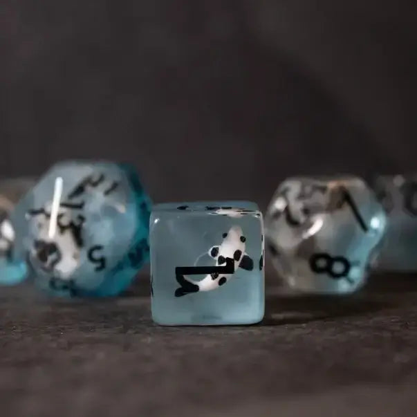 Black Koi & Steel Blue Dice for Tabletop RPG