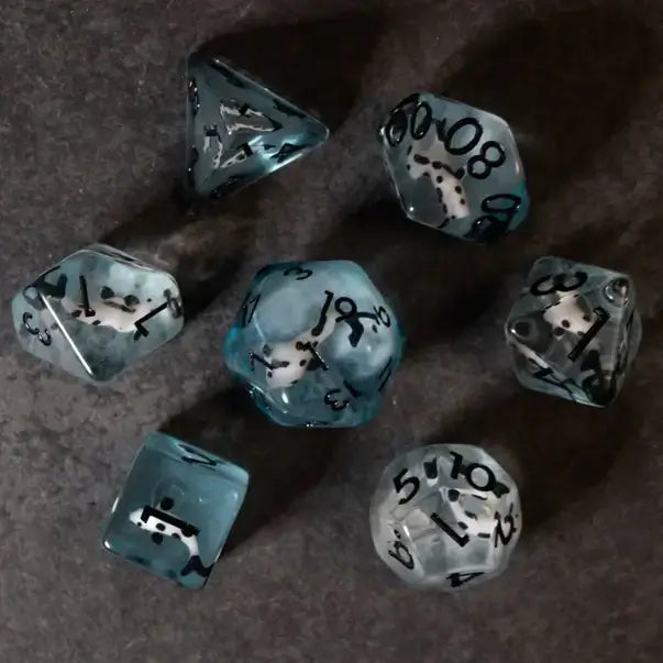 Black Koi & Steel Blue Dice for Tabletop RPG