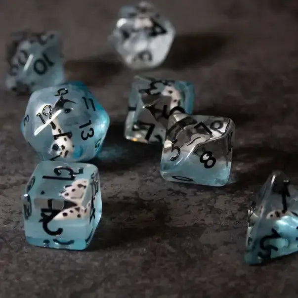Black Koi & Steel Blue Dice for Tabletop RPG