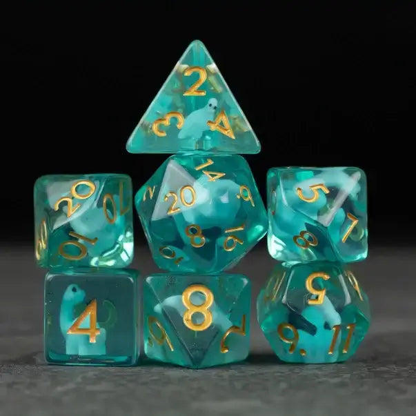 Blue Brontosaurus Dice Set For tabletop RPG