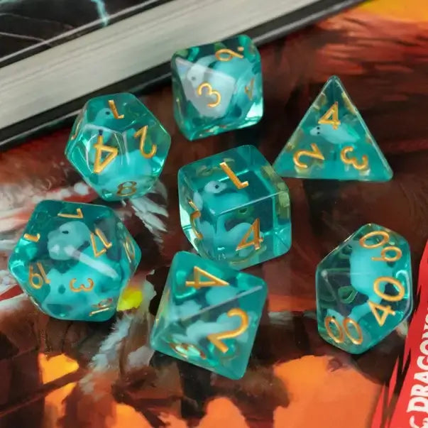 Blue Brontosaurus Dice Set For tabletop RPG