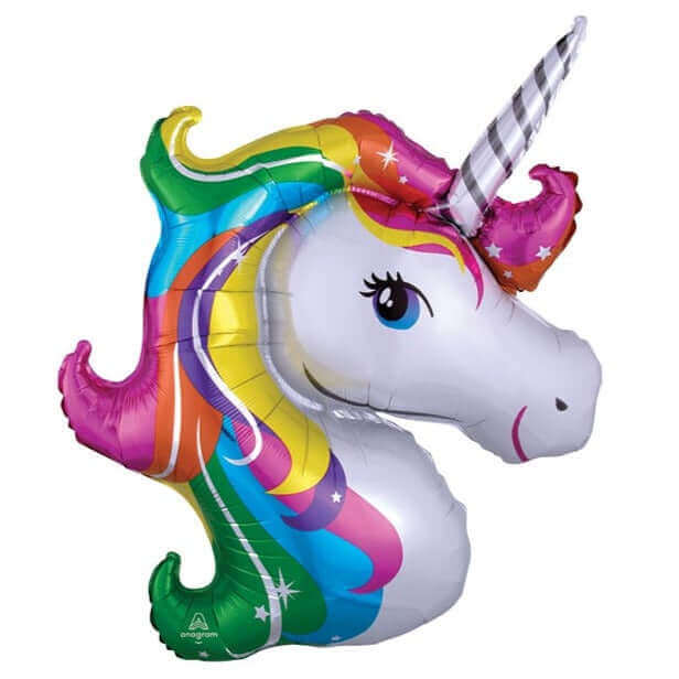 33" Bright Unicorn Head Balloon