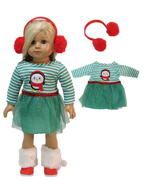 Christmas Penguin 2 Piece Outfit for 18 Inch Dolls