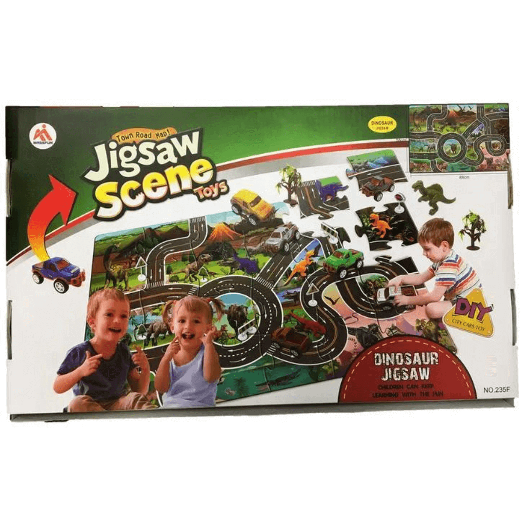 Dinosaur Jigsaw Road Map Floor Puzzle Set