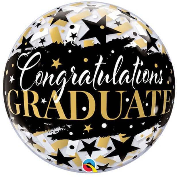 22" Graduate Black Star Bubble Balloon