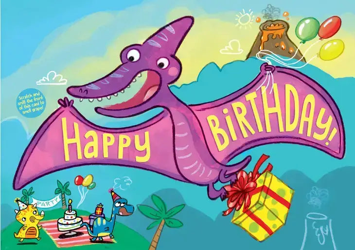 Grape Pterodactyl Scratch & Sniff Birthday Card