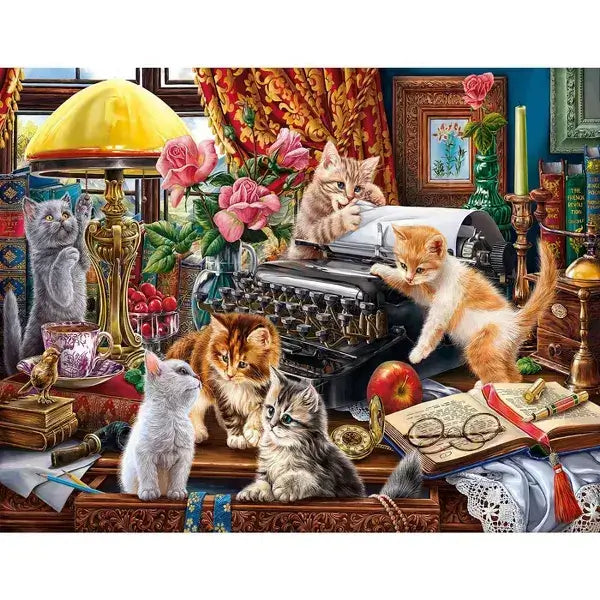 Kittens in the Writer's Office 1000+ Piece Puzzle