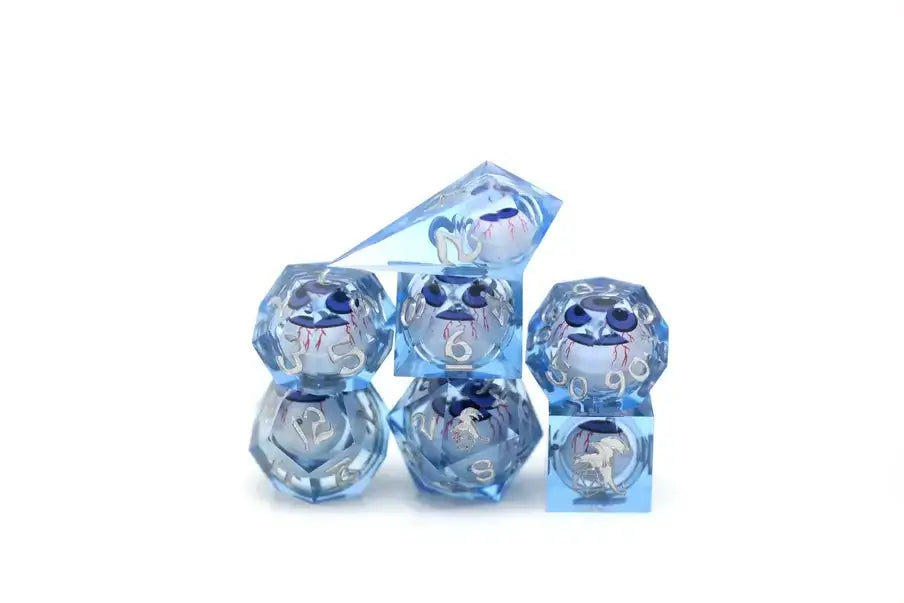 Liquid Core Blue Eye Dice Set for Tabletop RPG