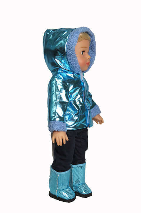 Metallic Blue Puffer Coat & Pants for 18" dolls