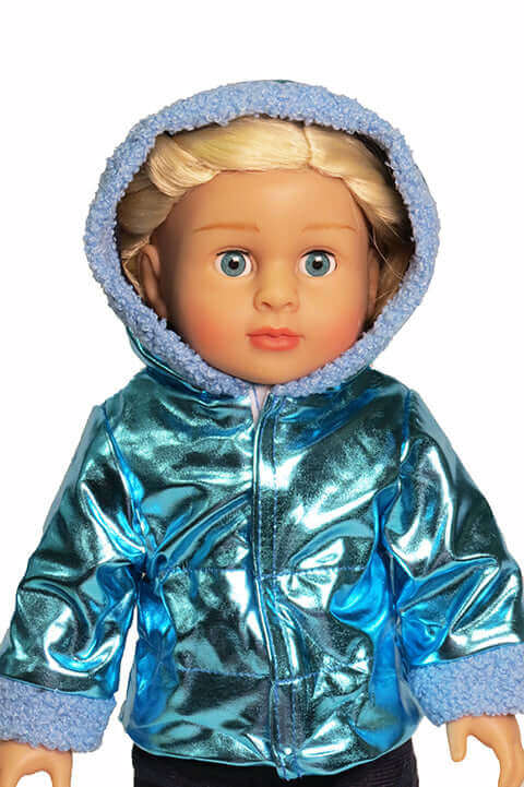 Metallic Blue Puffer Coat & Pants for 18" dolls