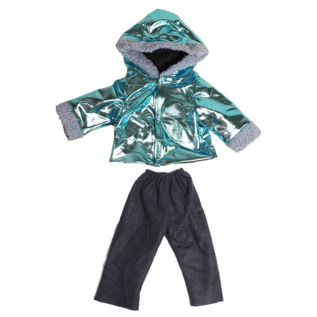 Metallic Blue Puffer Coat & Pants for 18" dolls