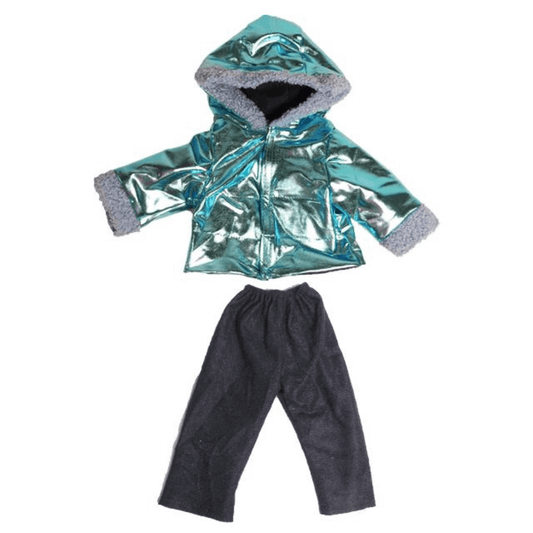 Metallic Blue Puffer Coat & Pants for 18" dolls