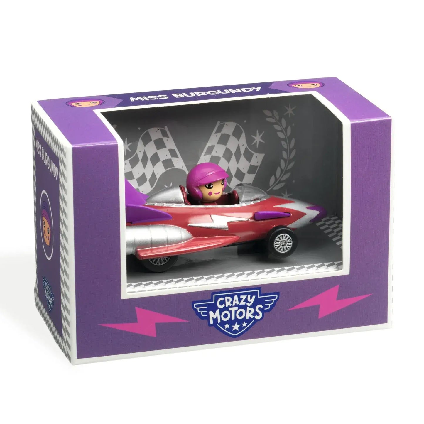 Miss Burgundy Crazy Motors Metal Car
