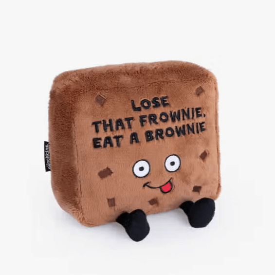 Plush Brownie embroidered with "Lose That Frownie"