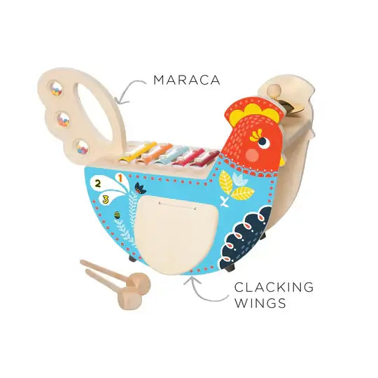 Rocking Musical Chicken Wooden Baby Toy