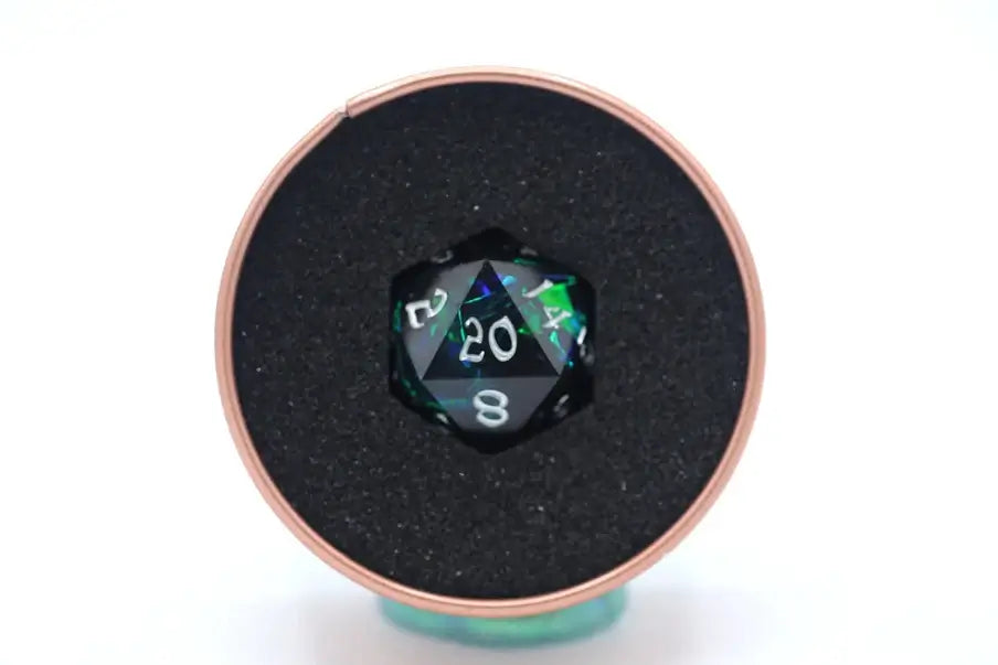Single D20 Dice, Captured Magic Hand Sanded Sharp Edge For Tabletop RPG