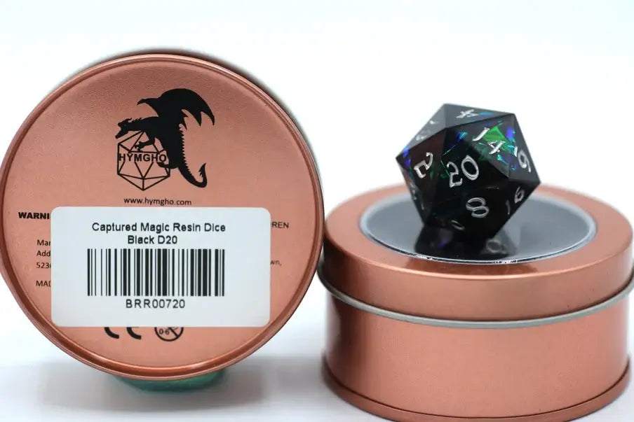 Single D20 Dice, Captured Magic Hand Sanded Sharp Edge For Tabletop RPG