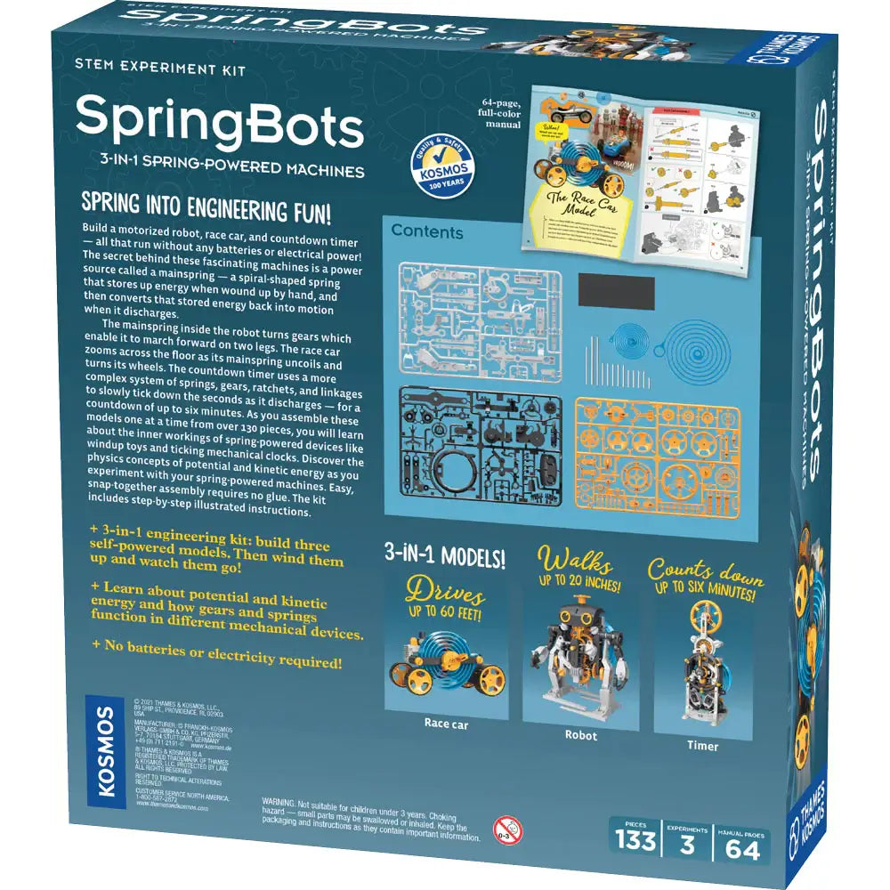 SpringBots: 3-in-1 Spring-Powered Machines STEAM Building Set