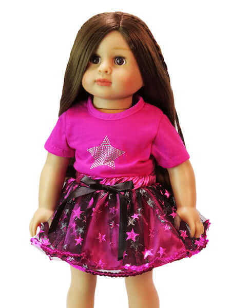 Super Star Tutu Skirt Set For 18" Dolls