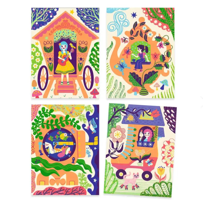 Wacky Houses Scratch Cards Art Kit