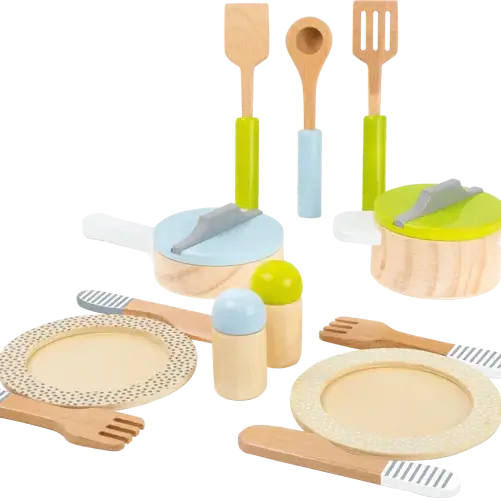 Wooden Crockery & Cookware Playset