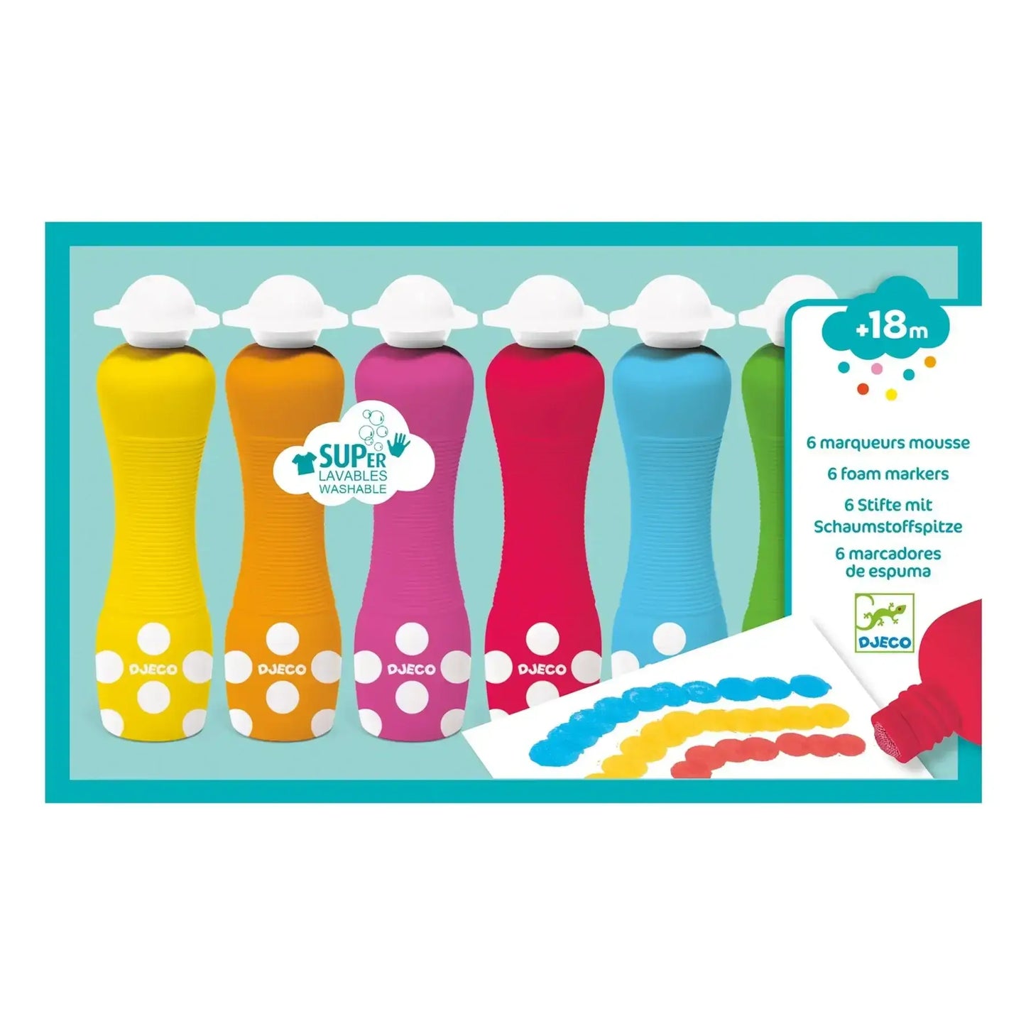 6 Foam Markers for Little Hands