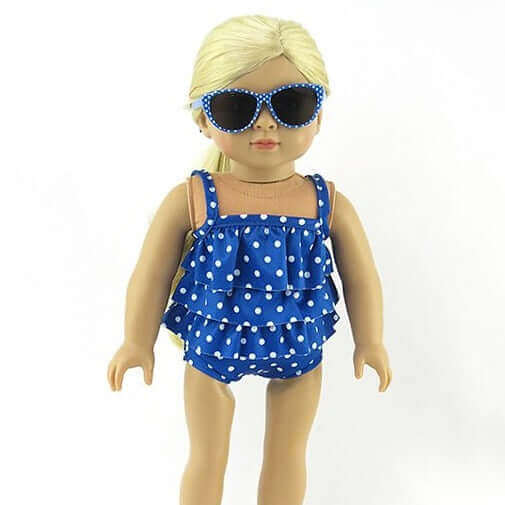 Blue Polka Dot 2 Pc Bathing Suit for 18" Dolls