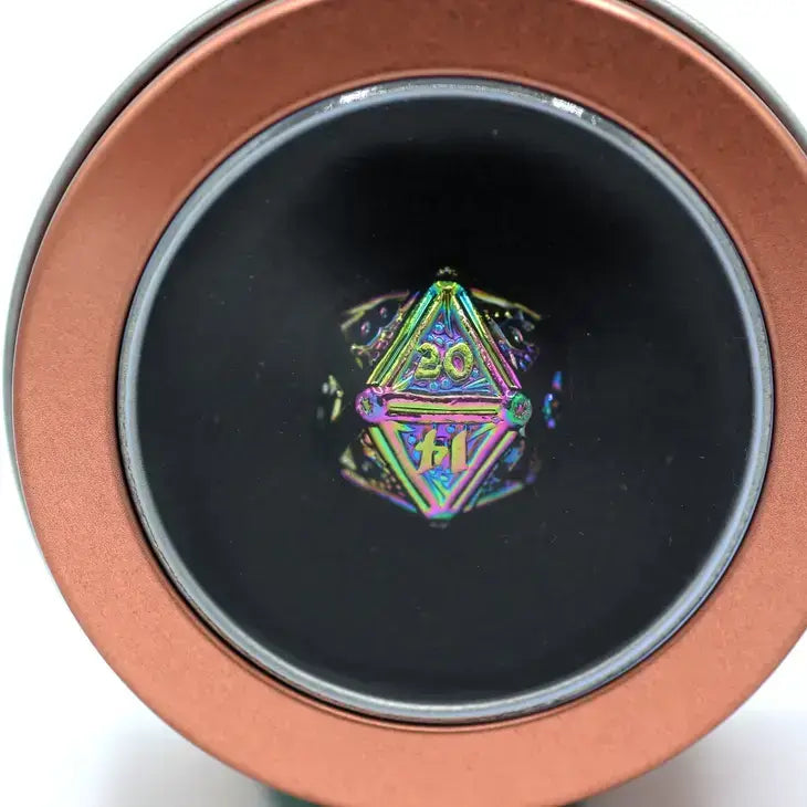 Single Solid Metal Druid Polyhedral d20 Dice - Prism For Tabletop RPG