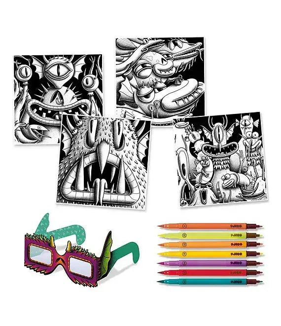 Funny Freaks 3D Felt Tip Marker Coloring Activity