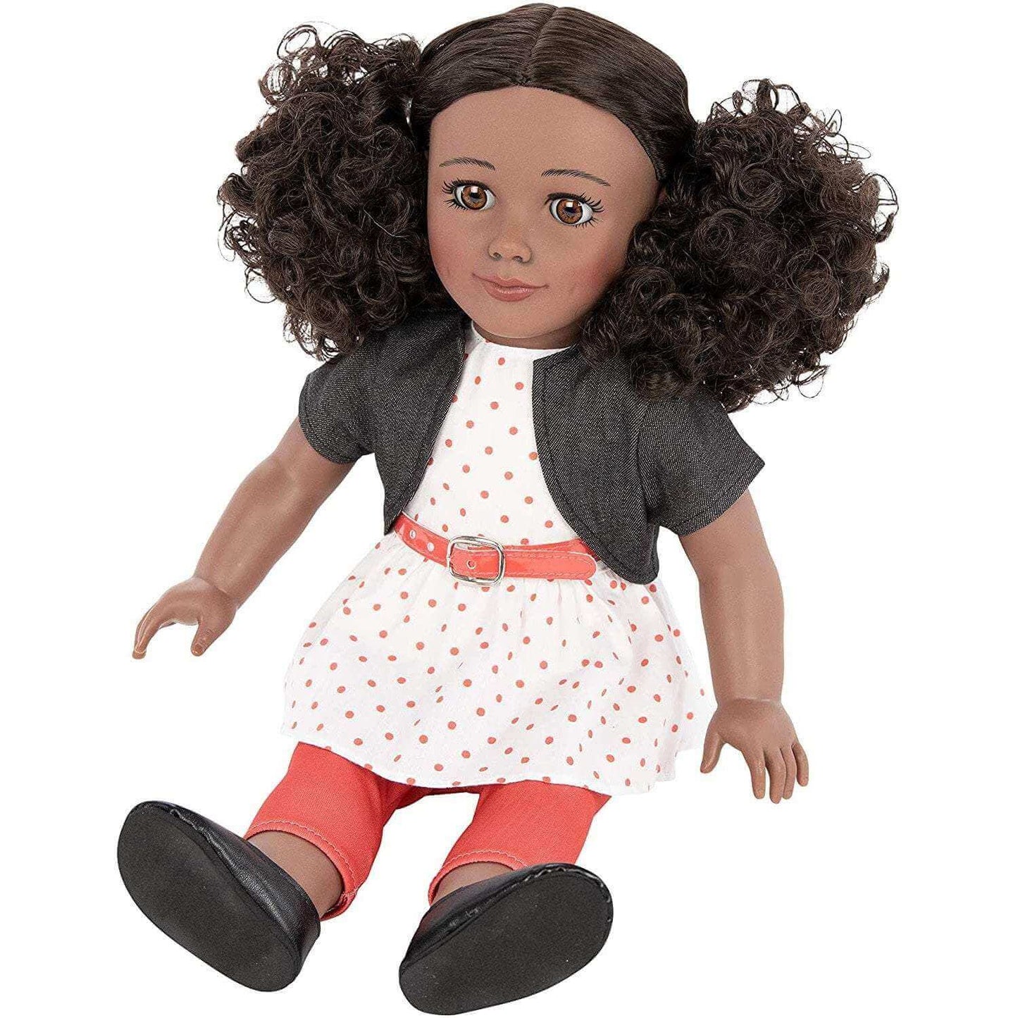 Kaylie - Brown Skinned Natural Haired 18in Doll with Carrying Case, Doll Outfit, and Pajamas