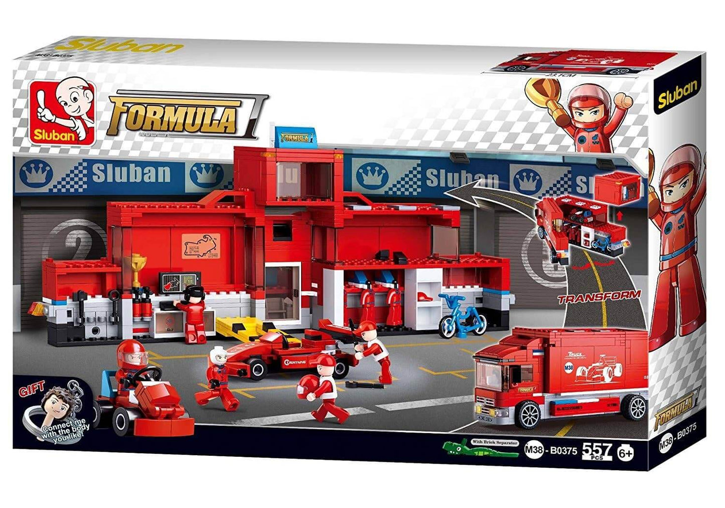 F1 Racing Car Station Sluban Building Brick Kit - 557 Pcs
