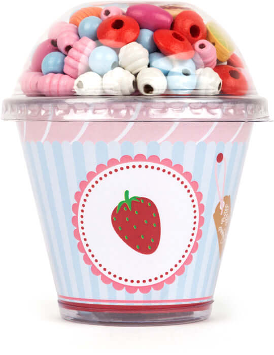 Wooden Threading Beads Cupcake For Toddlers