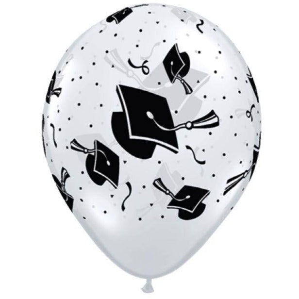 11" Graduation Hats Diamond Clear Latex Balloon