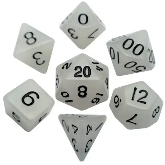 16mm Glow in the Dark Acrylic Dice Set For Tabletop Gaming