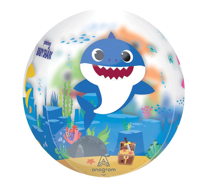 16" Baby Shark Orbz Clear Balloon