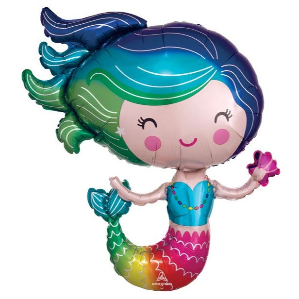 30" Colorful Mermaid Shape Balloon