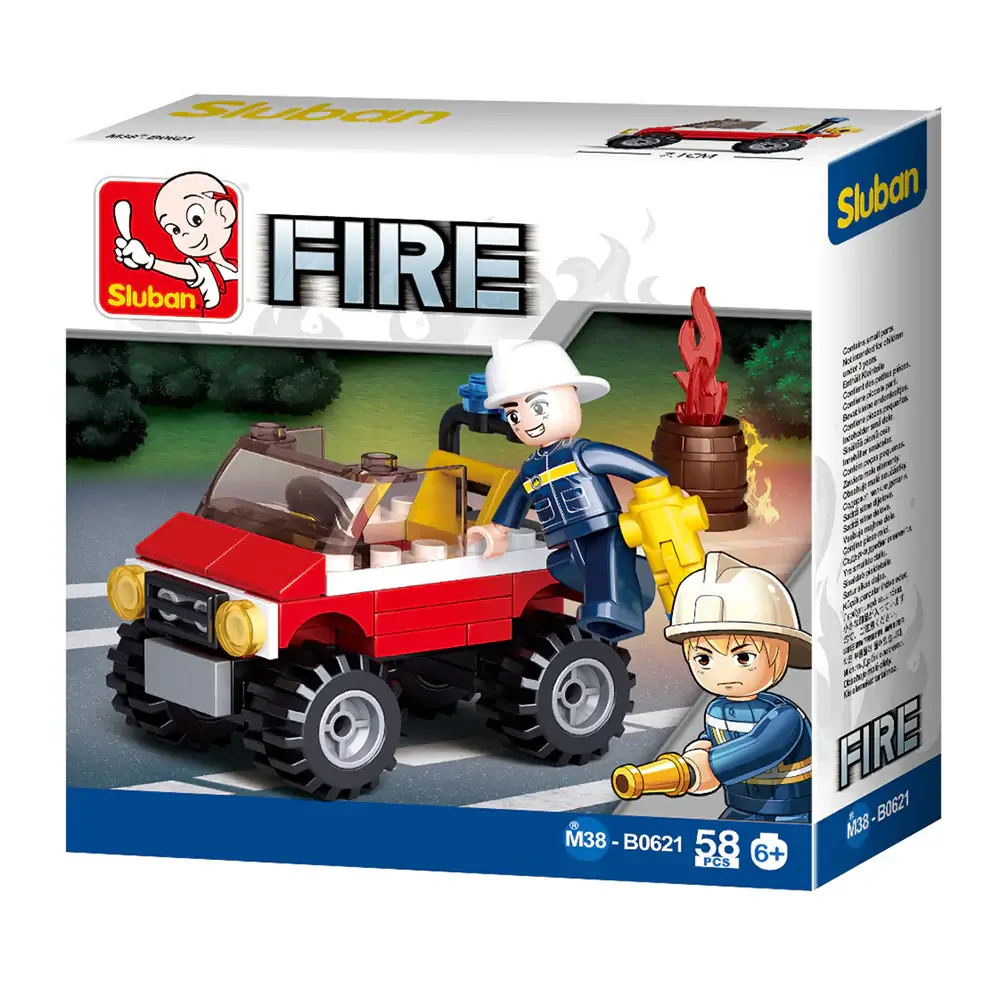 Fire Car Sluban Building Brick Kit (58 Pcs)