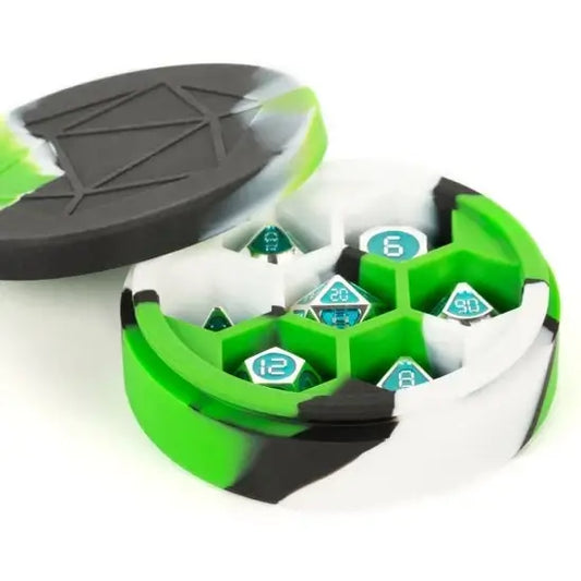 Green and Black Silicone Round Dice Case