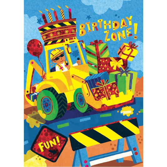 Birthday Backhoe Foil Card