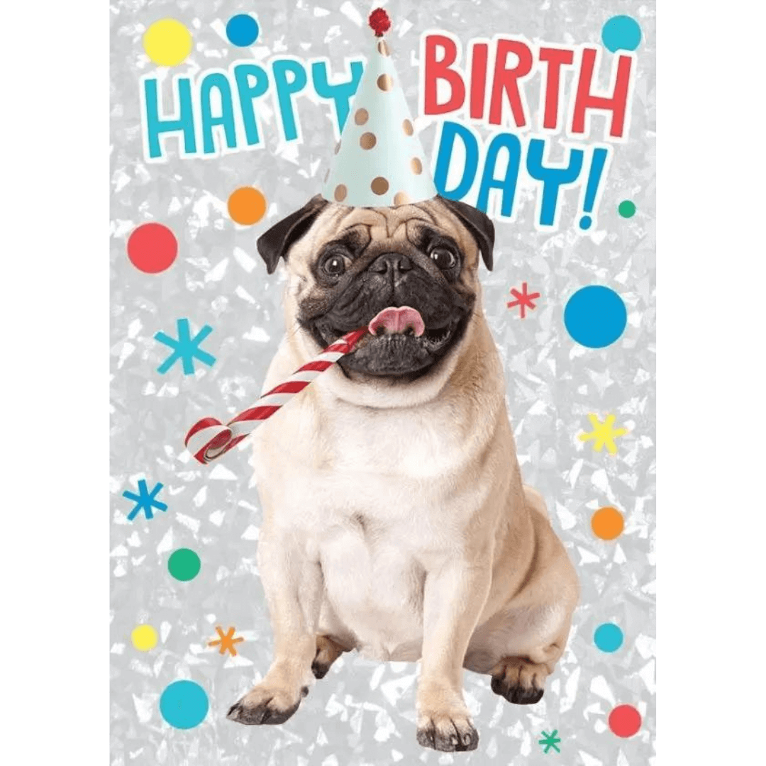 Birthday Pug Foil Card