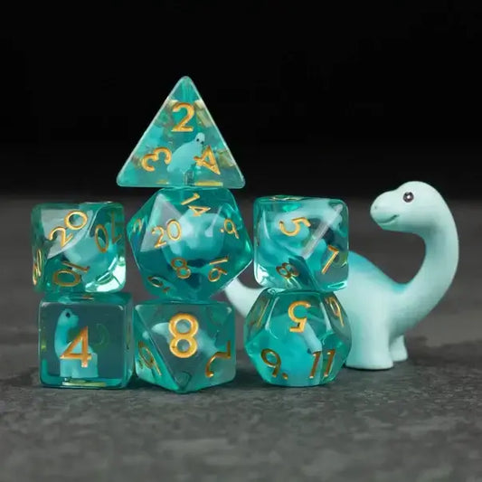 Blue Brontosaurus Dice Set For tabletop RPG