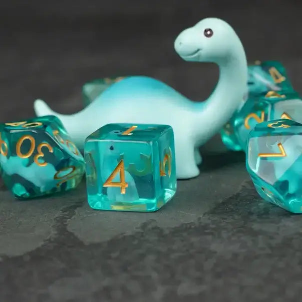 Blue Brontosaurus Dice Set For tabletop RPG