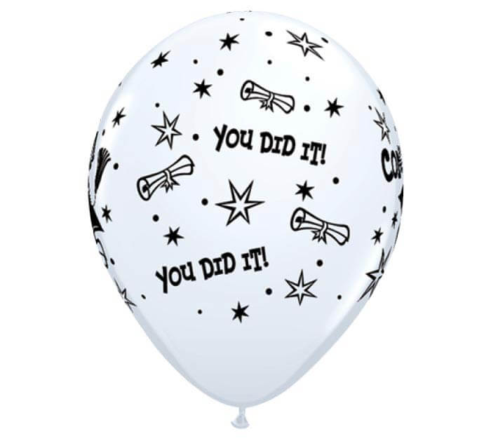 11" Congrats Cap and Diploma Latex Balloon