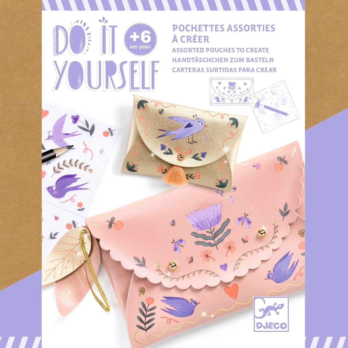 DIY Sweet Fashionista Pouches Arts & Crafts Kit For Ages 6 and up