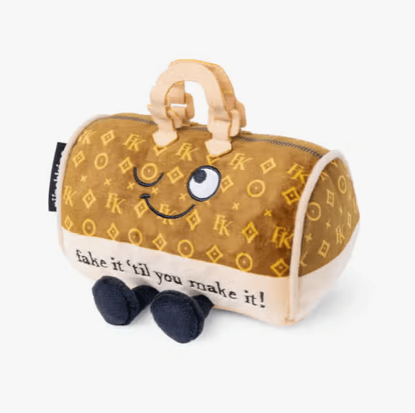 "Fake it Til You Make it" Embroidered Plush Handbag