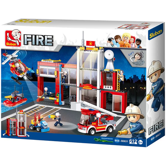 Fire Station Building Sluban Brick Kit (612 Pcs)