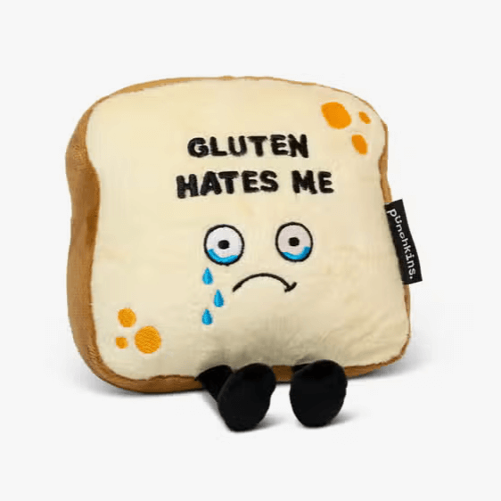 "Gluten Hates Me" Embroidered Bread Plush